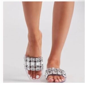 Lauren Lorraine Women's Jade Nude Stone Flat Jewel Sandals, Size 7, NEW